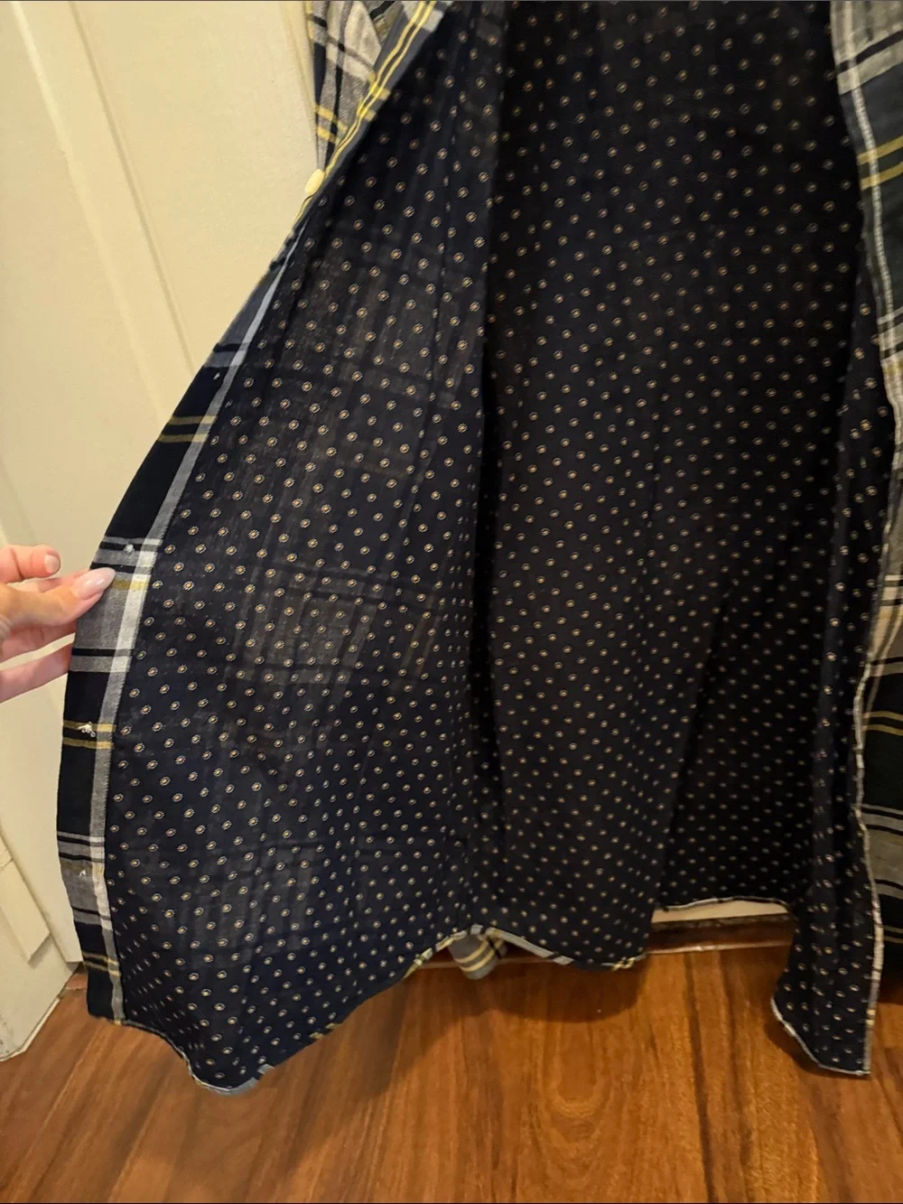 Banana Republic Navy, White & Yellow Plaid Button-Down Shirt